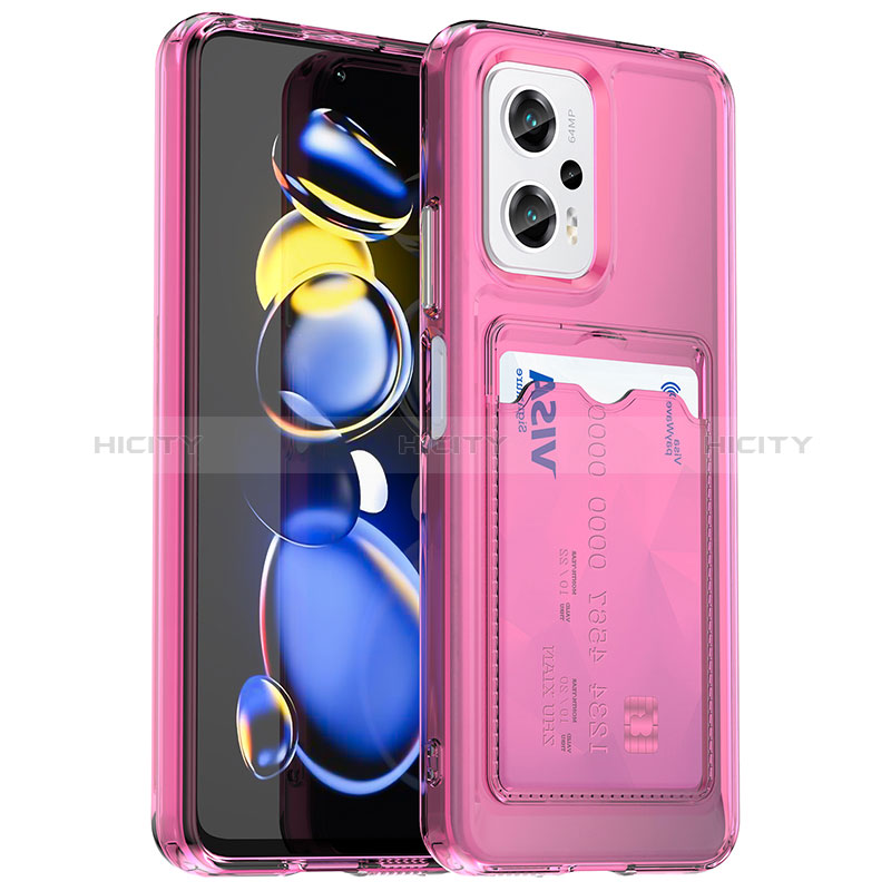 Silikon Hülle Handyhülle Ultra Dünn Flexible Schutzhülle 360 Grad Ganzkörper Tasche J02S für Xiaomi Redmi Note 11T Pro+ Plus 5G Pink Plus