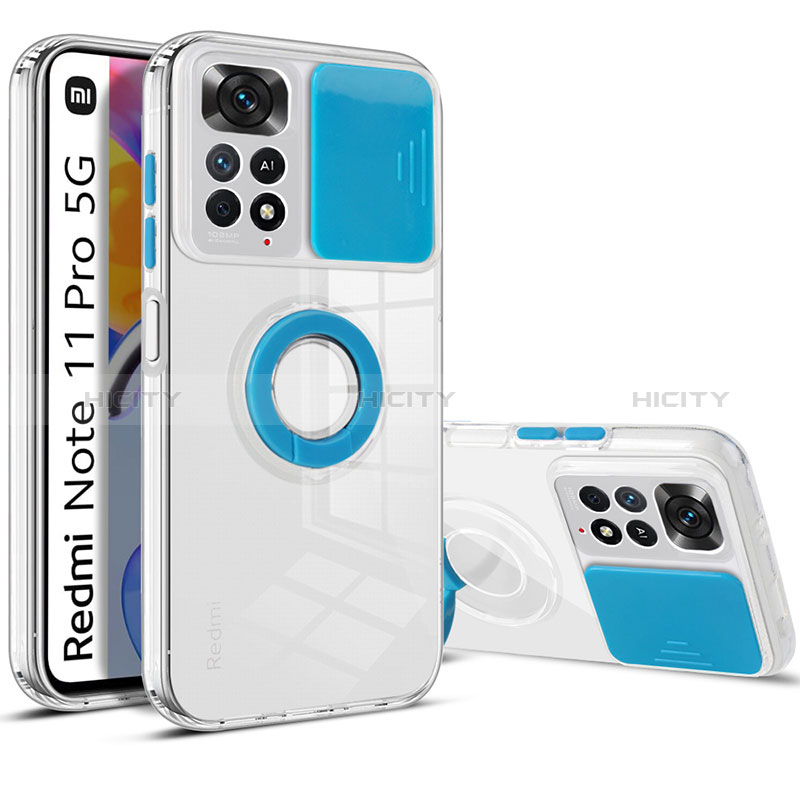 Silikon Hülle Handyhülle Ultra Dünn Flexible Schutzhülle 360 Grad Ganzkörper Tasche MJ1 für Xiaomi Redmi Note 11 Pro 5G Blau
