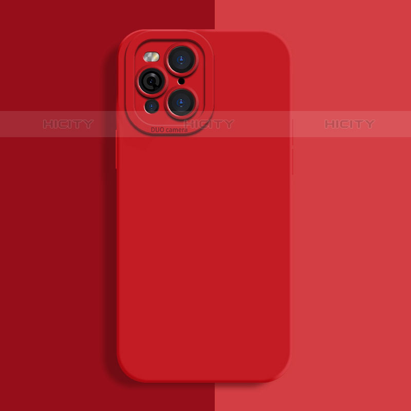 Silikon Hülle Handyhülle Ultra Dünn Flexible Schutzhülle 360 Grad Ganzkörper Tasche S01 für Oppo Find X3 Pro 5G Rot