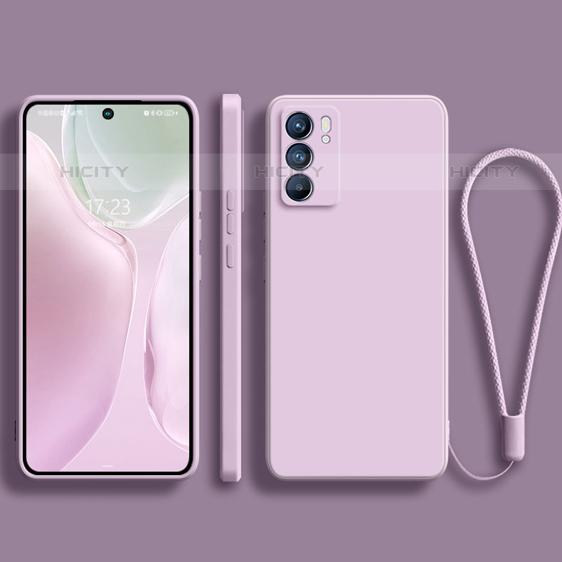 Silikon Hülle Handyhülle Ultra Dünn Flexible Schutzhülle 360 Grad Ganzkörper Tasche S01 für Oppo Reno6 Pro 5G India Helles Lila Plus