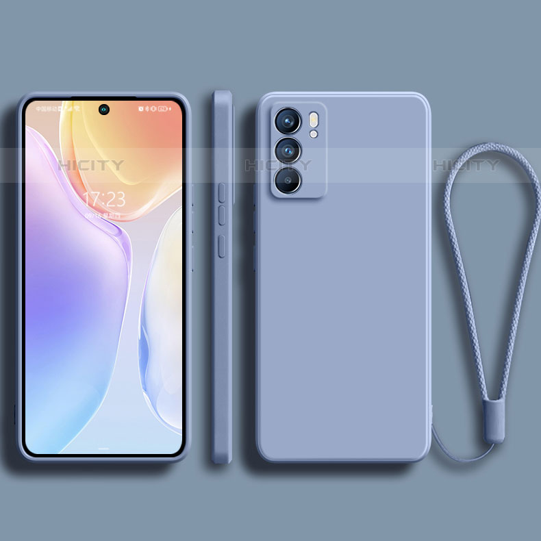 Silikon Hülle Handyhülle Ultra Dünn Flexible Schutzhülle 360 Grad Ganzkörper Tasche S01 für Oppo Reno6 Pro 5G India Lavendel Grau Plus