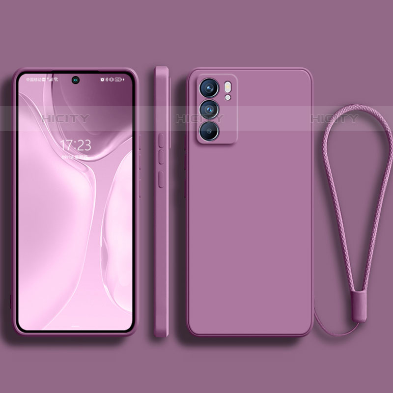 Silikon Hülle Handyhülle Ultra Dünn Flexible Schutzhülle 360 Grad Ganzkörper Tasche S01 für Oppo Reno6 Pro 5G India Violett Plus