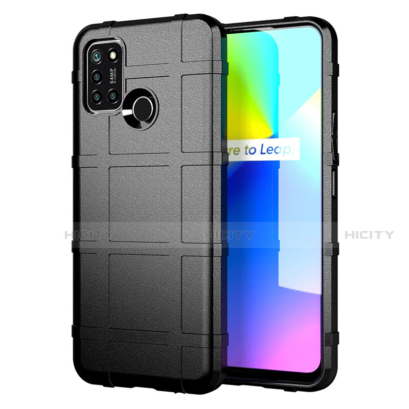 Silikon Hülle Handyhülle Ultra Dünn Flexible Schutzhülle 360 Grad Ganzkörper Tasche S01 für Realme 7i Schwarz Plus