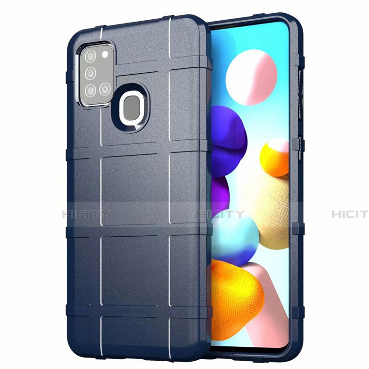 Silikon Hülle Handyhülle Ultra Dünn Flexible Schutzhülle 360 Grad Ganzkörper Tasche S01 für Samsung Galaxy A21s Blau