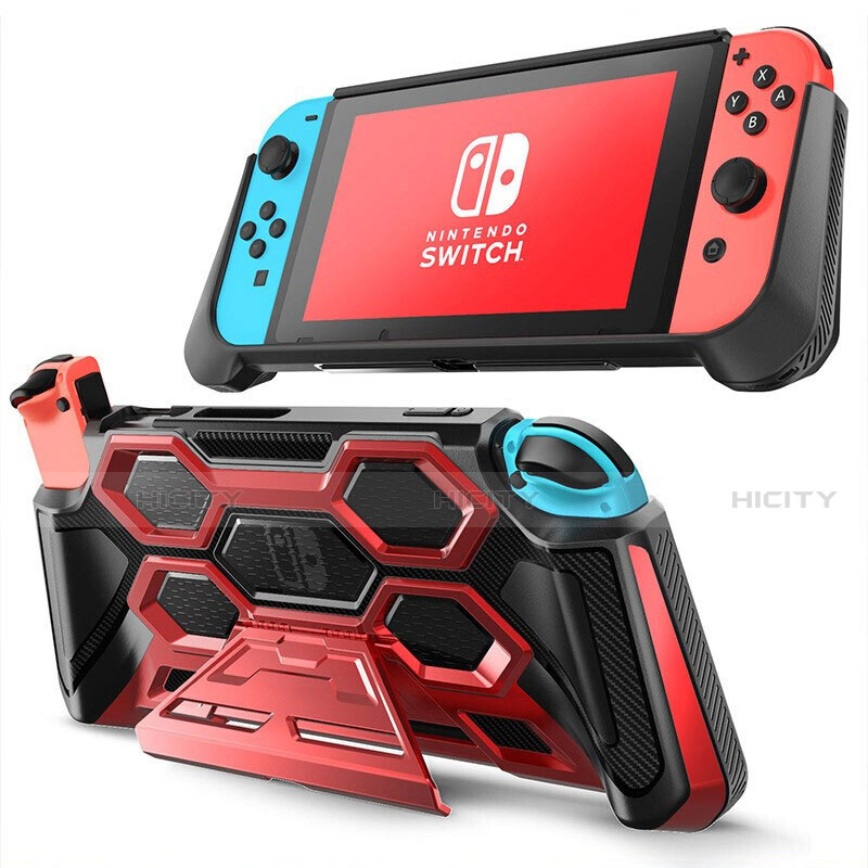 Silikon Hülle Handyhülle Ultra Dünn Flexible Schutzhülle 360 Grad Ganzkörper Tasche S02 für Nintendo Switch Rot