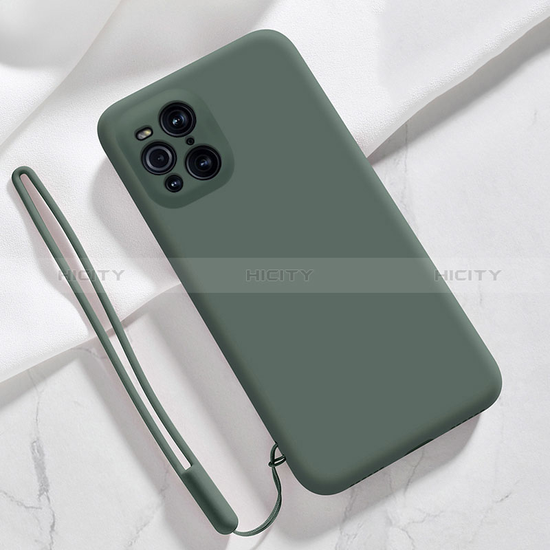 Silikon Hülle Handyhülle Ultra Dünn Flexible Schutzhülle 360 Grad Ganzkörper Tasche S02 für Oppo Find X3 5G Nachtgrün Plus