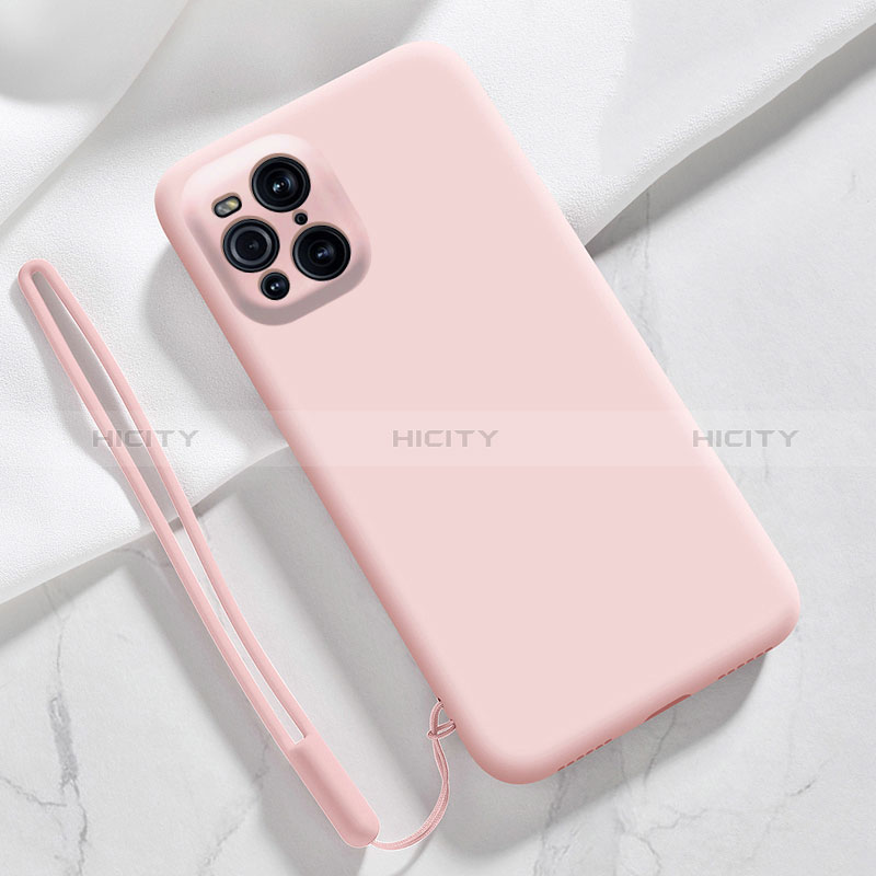 Silikon Hülle Handyhülle Ultra Dünn Flexible Schutzhülle 360 Grad Ganzkörper Tasche S02 für Oppo Find X3 5G Rosa