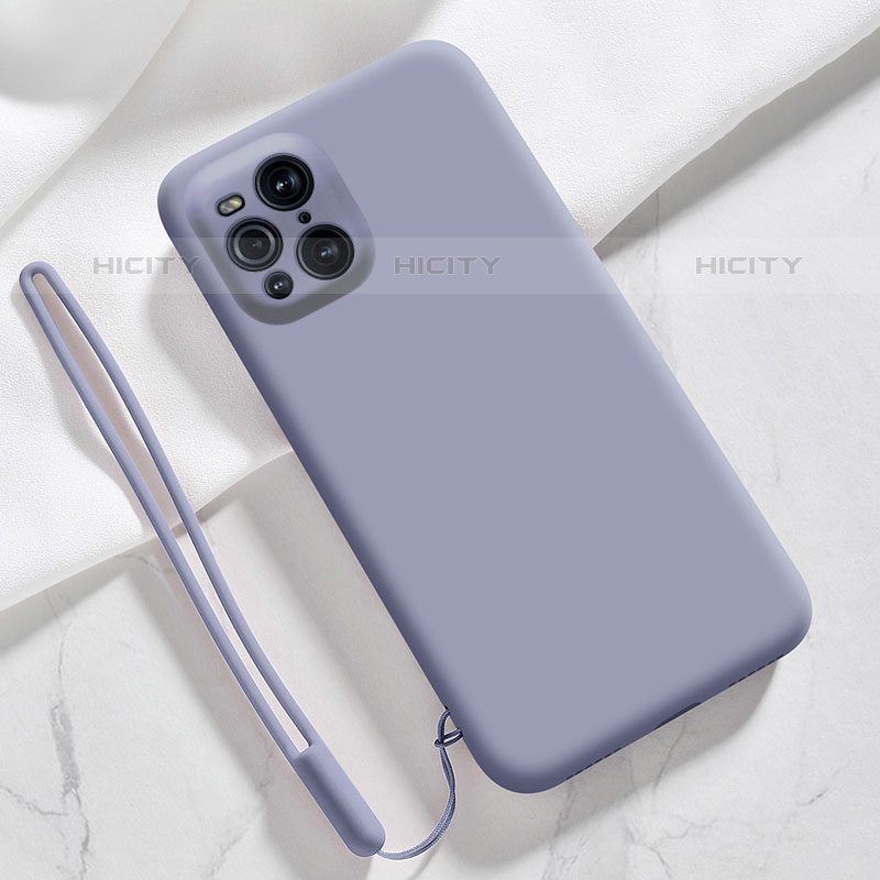 Silikon Hülle Handyhülle Ultra Dünn Flexible Schutzhülle 360 Grad Ganzkörper Tasche S02 für Oppo Find X3 Pro 5G Lavendel Grau Plus