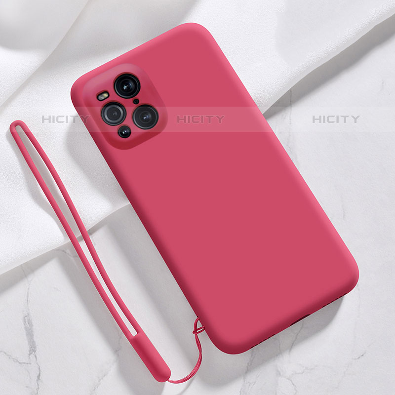 Silikon Hülle Handyhülle Ultra Dünn Flexible Schutzhülle 360 Grad Ganzkörper Tasche S02 für Oppo Find X3 Pro 5G Rot Plus