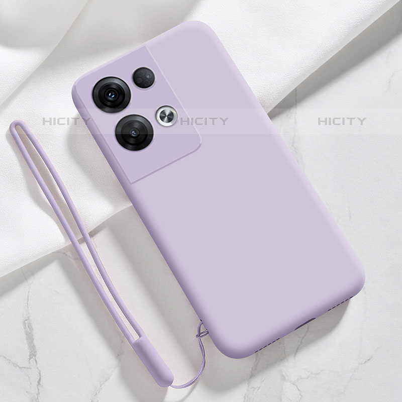 Silikon Hülle Handyhülle Ultra Dünn Flexible Schutzhülle 360 Grad Ganzkörper Tasche S02 für Oppo Reno8 Pro+ Plus 5G Helles Lila