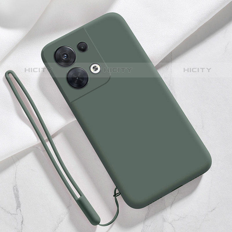 Silikon Hülle Handyhülle Ultra Dünn Flexible Schutzhülle 360 Grad Ganzkörper Tasche S02 für Oppo Reno9 Pro 5G Nachtgrün