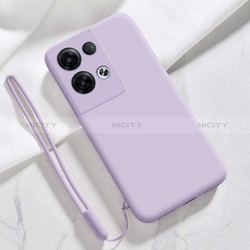 Silikon Hülle Handyhülle Ultra Dünn Flexible Schutzhülle 360 Grad Ganzkörper Tasche S02 für Oppo Reno9 Pro+ Plus 5G Helles Lila