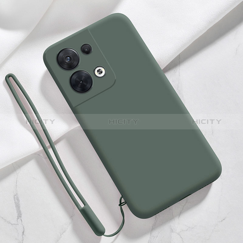 Silikon Hülle Handyhülle Ultra Dünn Flexible Schutzhülle 360 Grad Ganzkörper Tasche S02 für Oppo Reno9 Pro+ Plus 5G Nachtgrün