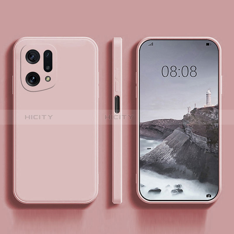 Silikon Hülle Handyhülle Ultra Dünn Flexible Schutzhülle 360 Grad Ganzkörper Tasche S04 für Oppo Find X5 5G Rosa Plus