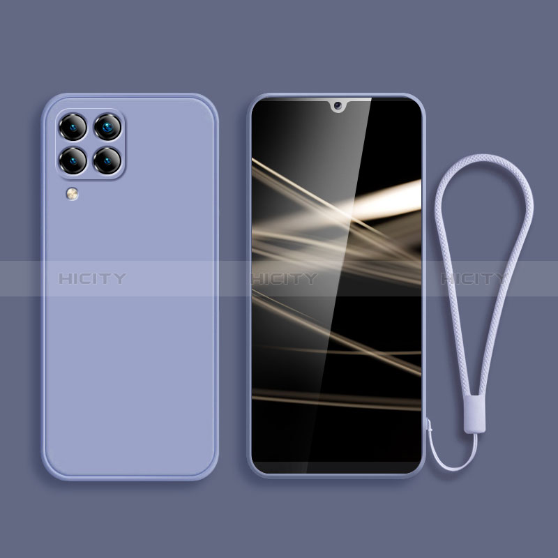 Silikon Hülle Handyhülle Ultra Dünn Flexible Schutzhülle 360 Grad Ganzkörper Tasche S04 für Samsung Galaxy A12 Lavendel Grau