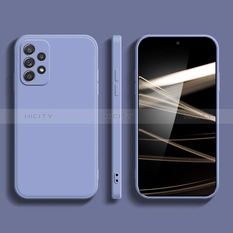 Silikon Hülle Handyhülle Ultra Dünn Flexible Schutzhülle 360 Grad Ganzkörper Tasche S04 für Samsung Galaxy A23 5G Lavendel Grau