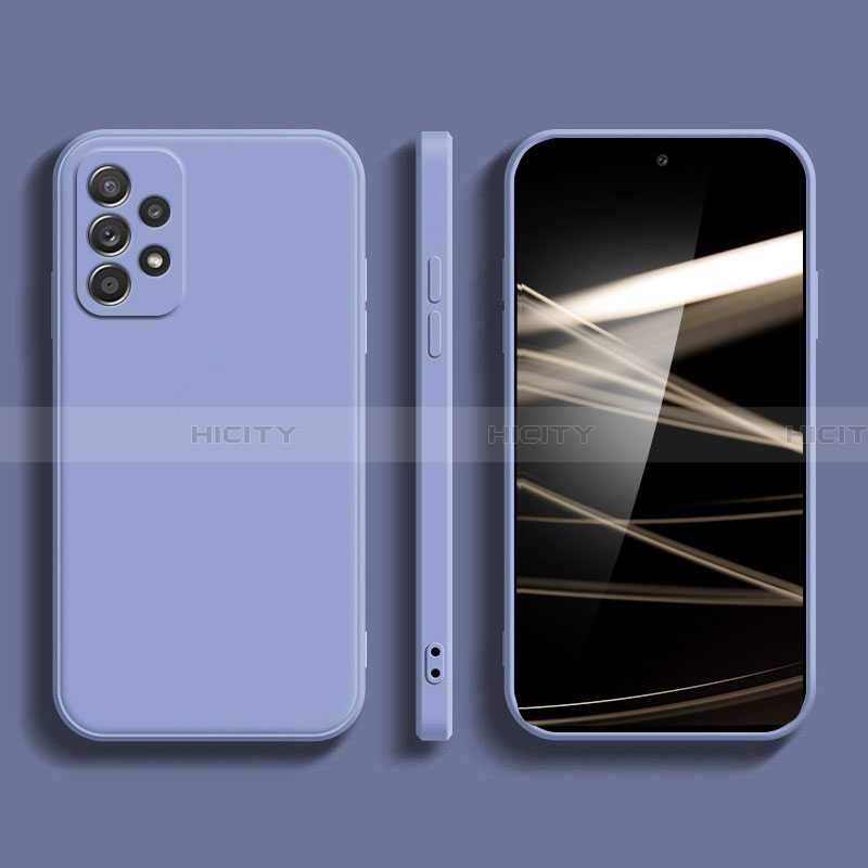 Silikon Hülle Handyhülle Ultra Dünn Flexible Schutzhülle 360 Grad Ganzkörper Tasche S05 für Samsung Galaxy A32 5G Lavendel Grau
