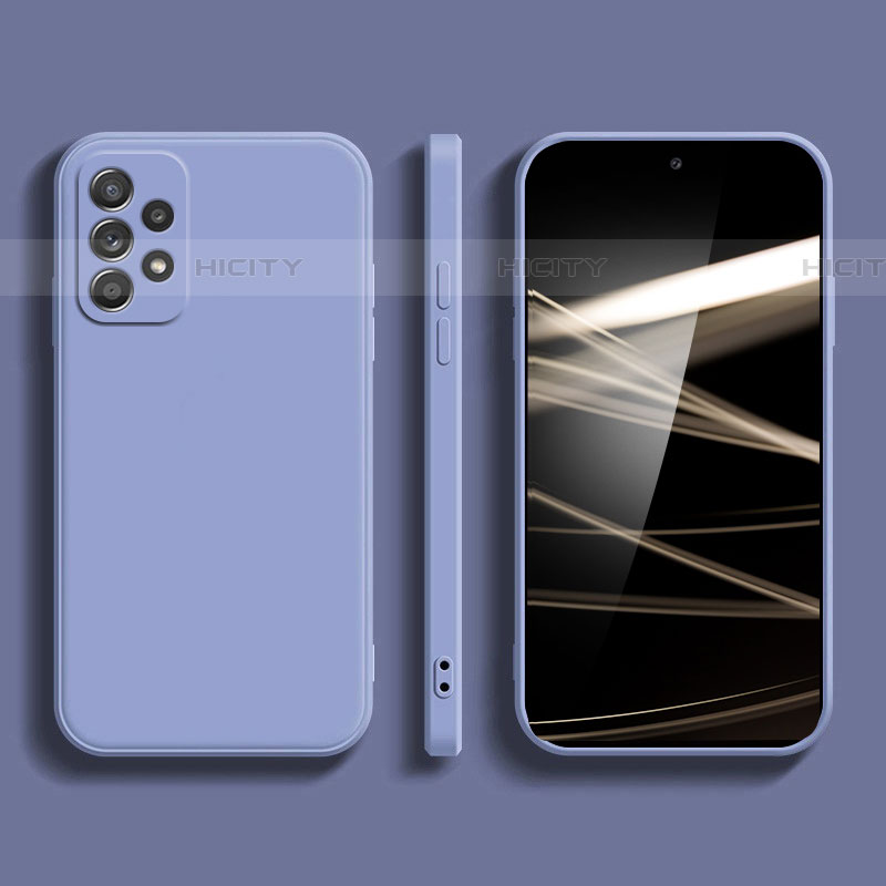 Silikon Hülle Handyhülle Ultra Dünn Flexible Schutzhülle 360 Grad Ganzkörper Tasche S05 für Samsung Galaxy A52 4G Lavendel Grau Plus