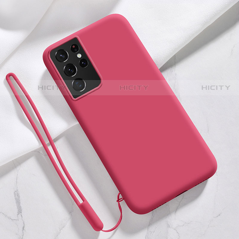 Silikon Hülle Handyhülle Ultra Dünn Flexible Schutzhülle 360 Grad Ganzkörper Tasche S05 für Samsung Galaxy S21 Ultra 5G Rot