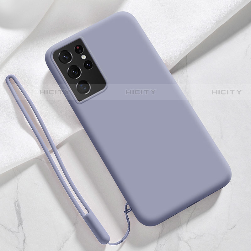 Silikon Hülle Handyhülle Ultra Dünn Flexible Schutzhülle 360 Grad Ganzkörper Tasche S05 für Samsung Galaxy S22 Ultra 5G Lavendel Grau Plus