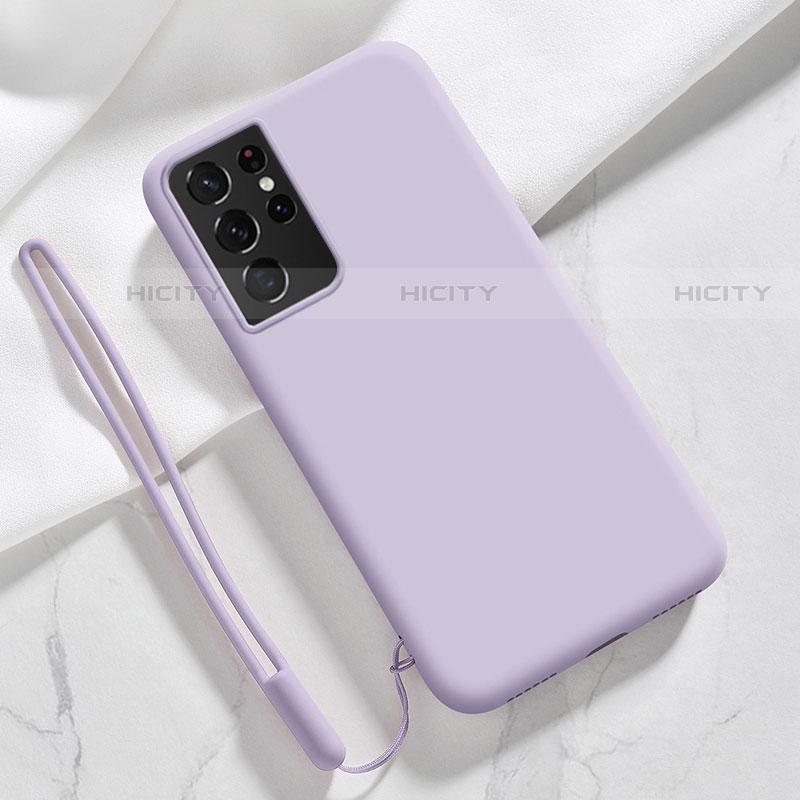 Silikon Hülle Handyhülle Ultra Dünn Flexible Schutzhülle 360 Grad Ganzkörper Tasche S05 für Samsung Galaxy S22 Ultra 5G Violett