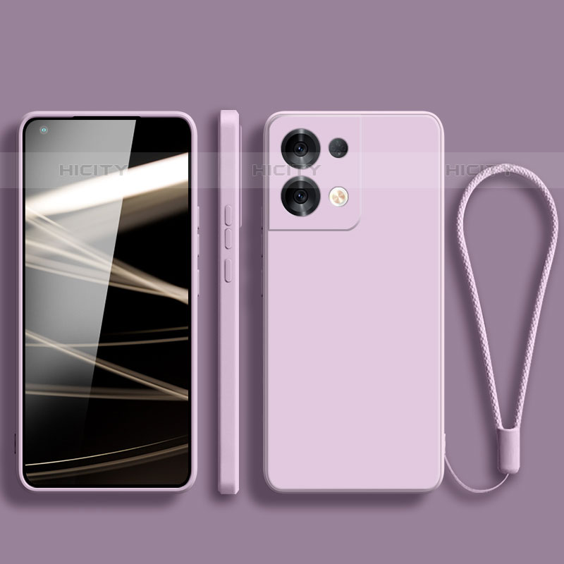 Silikon Hülle Handyhülle Ultra Dünn Flexible Schutzhülle 360 Grad Ganzkörper Tasche S07 für Oppo Reno9 Pro 5G Helles Lila Plus