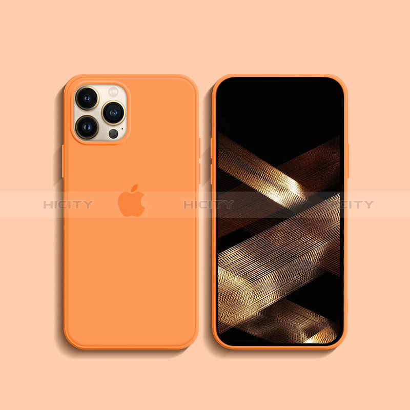 Silikon Hülle Handyhülle Ultra Dünn Flexible Schutzhülle 360 Grad Ganzkörper Tasche S08 für Apple iPhone 14 Pro Max Orange Plus