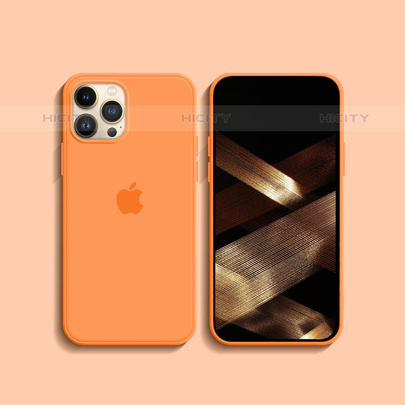 Silikon Hülle Handyhülle Ultra Dünn Flexible Schutzhülle 360 Grad Ganzkörper Tasche S08 für Apple iPhone 15 Pro Orange Plus