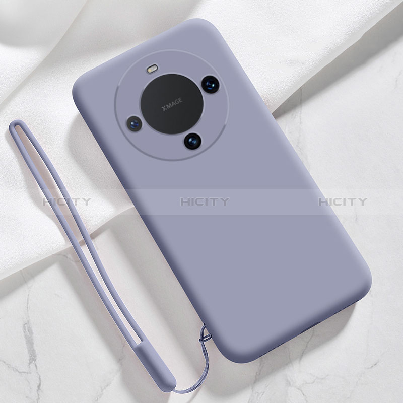 Silikon Hülle Handyhülle Ultra Dünn Flexible Schutzhülle 360 Grad Ganzkörper Tasche YK1 für Huawei Mate 60 Pro Lavendel Grau