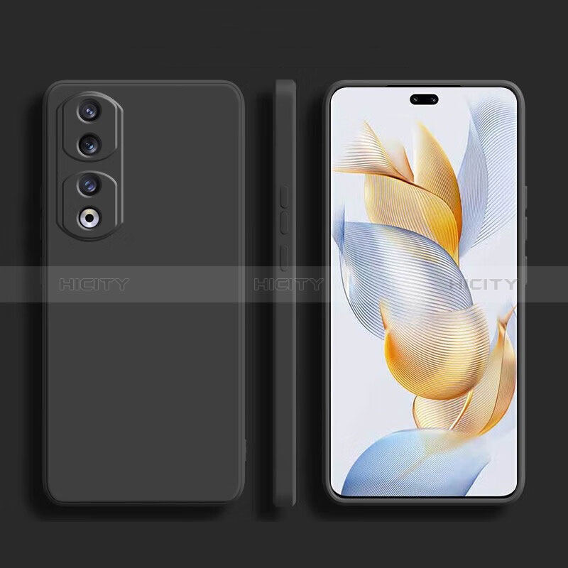 Silikon Hülle Handyhülle Ultra Dünn Flexible Schutzhülle 360 Grad Ganzkörper Tasche YK2 für Huawei Honor 90 Pro 5G Schwarz