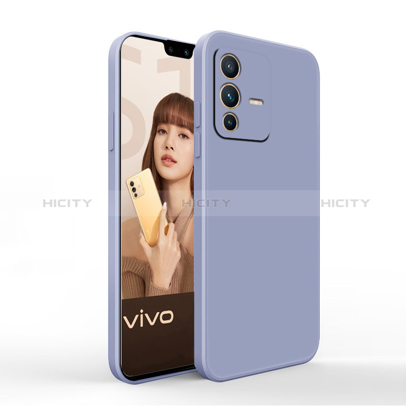 Silikon Hülle Handyhülle Ultra Dünn Flexible Schutzhülle 360 Grad Ganzkörper Tasche YK4 für Vivo V23 Pro 5G Lavendel Grau