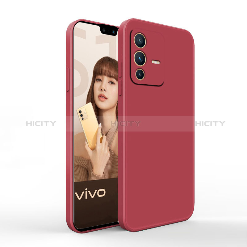 Silikon Hülle Handyhülle Ultra Dünn Flexible Schutzhülle 360 Grad Ganzkörper Tasche YK4 für Vivo V23 Pro 5G Rot Plus