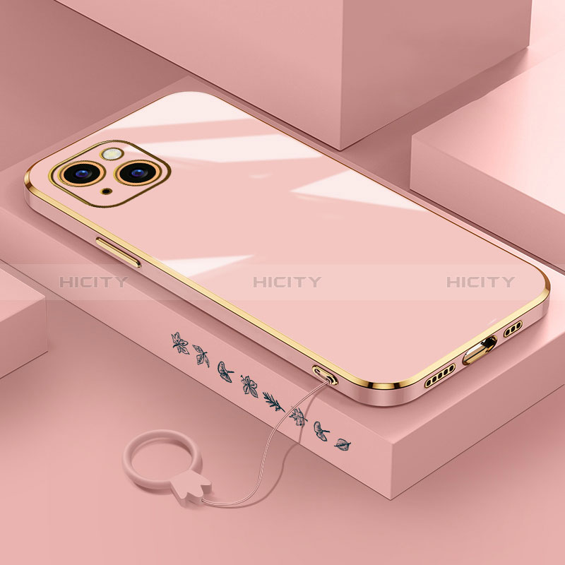 Silikon Hülle Handyhülle Ultra Dünn Flexible Schutzhülle Tasche S03 für Apple iPhone 15 Rosegold Plus