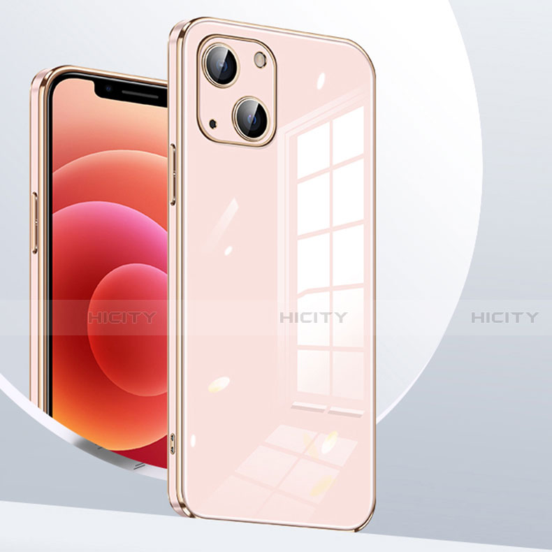 Silikon Hülle Handyhülle Ultra Dünn Flexible Schutzhülle Tasche S06 für Apple iPhone 14 Plus Rosegold