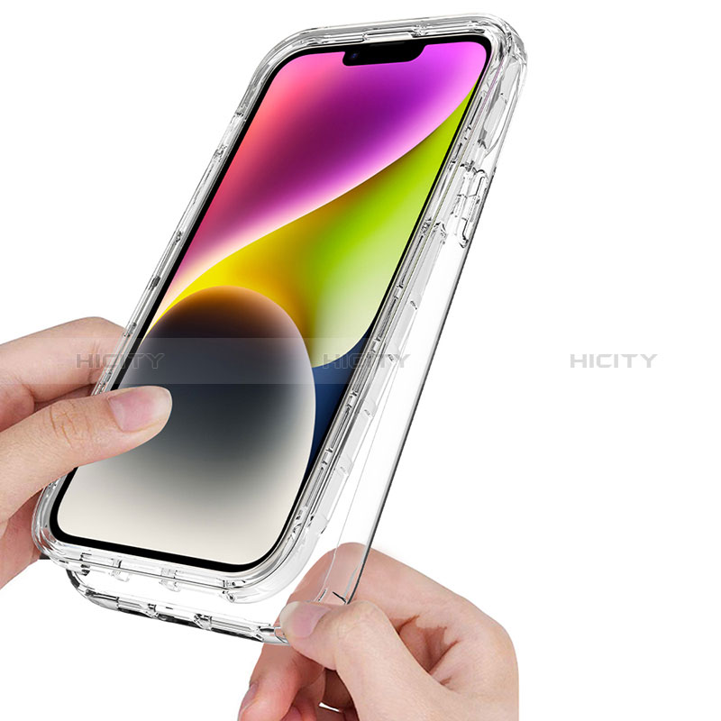 Silikon Hülle Handyhülle Ultra Dünn Flexible Schutzhülle Tasche Transparent Vorder und Rückseite 360 Grad Ganzkörper Farbverlauf für Apple iPhone 14 groß