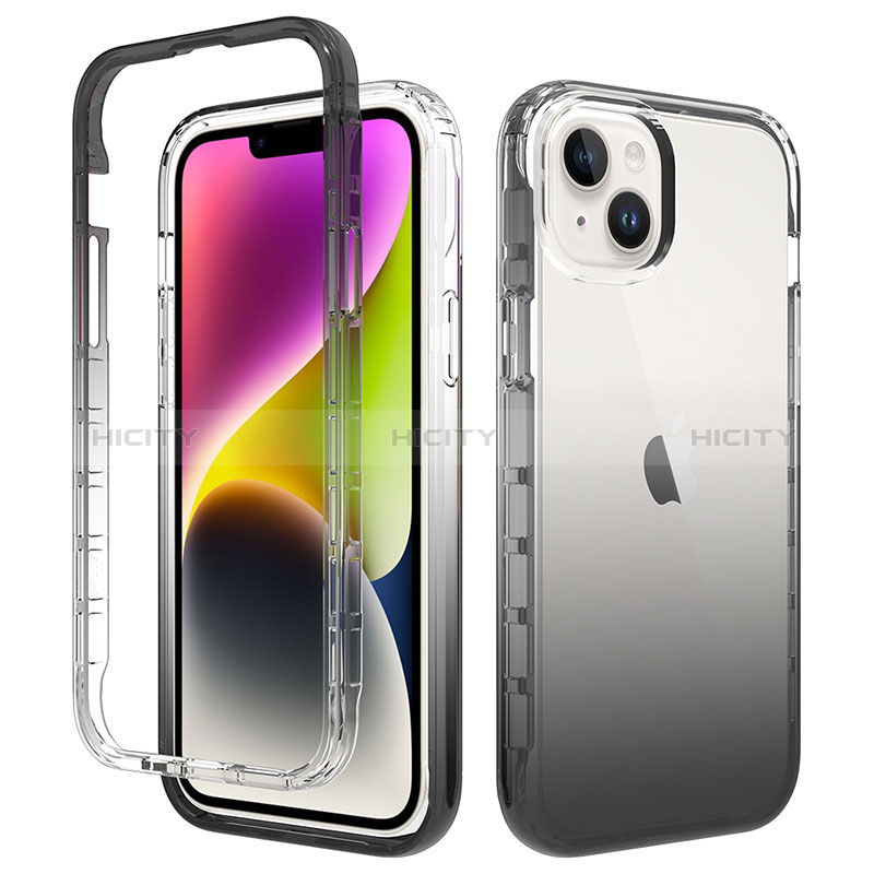 Silikon Hülle Handyhülle Ultra Dünn Flexible Schutzhülle Tasche Transparent Vorder und Rückseite 360 Grad Ganzkörper Farbverlauf für Apple iPhone 14 Plus