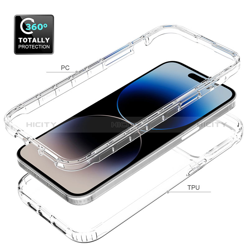 Silikon Hülle Handyhülle Ultra Dünn Flexible Schutzhülle Tasche Transparent Vorder und Rückseite 360 Grad Ganzkörper Farbverlauf für Apple iPhone 14 Pro Max