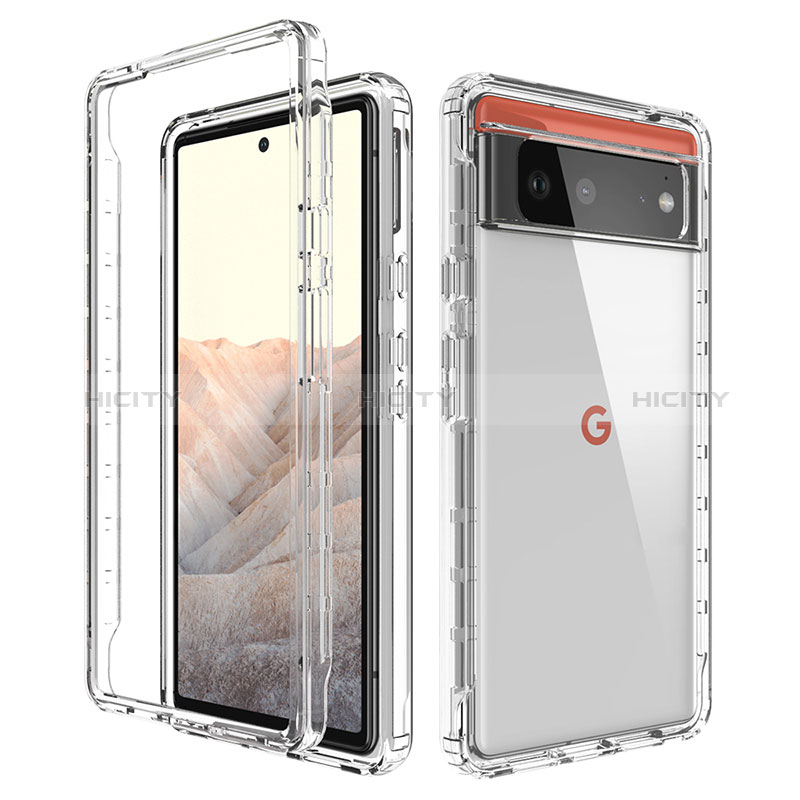 Silikon Hülle Handyhülle Ultra Dünn Flexible Schutzhülle Tasche Transparent Vorder und Rückseite 360 Grad Ganzkörper Farbverlauf für Google Pixel 6 5G Klar