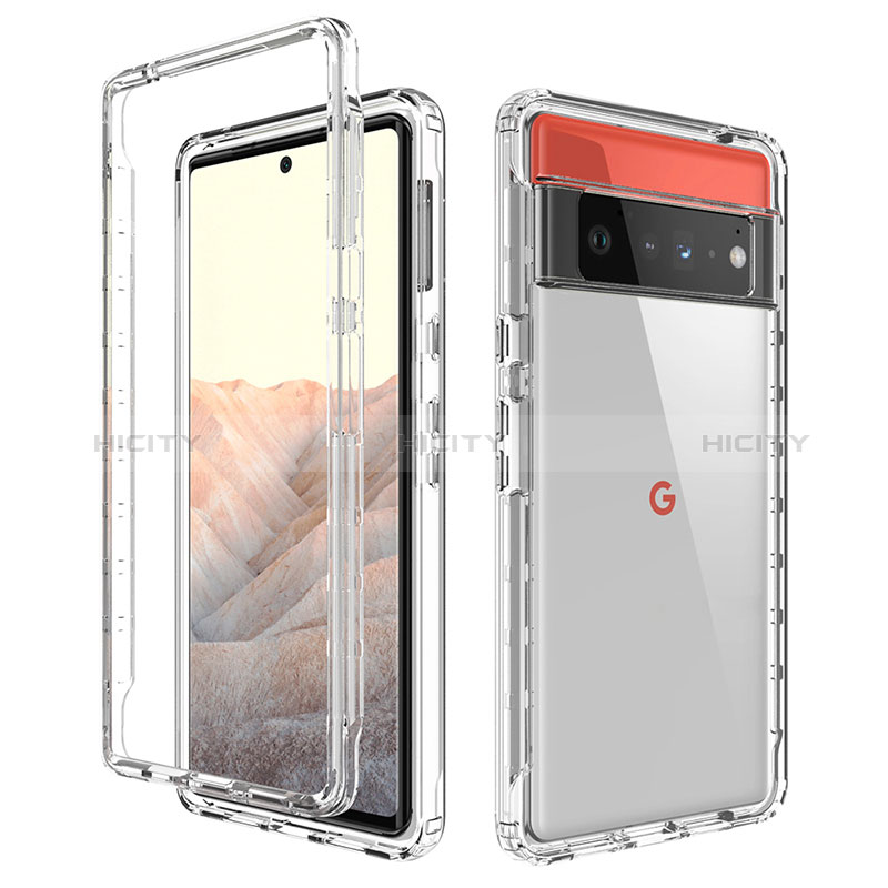 Silikon Hülle Handyhülle Ultra Dünn Flexible Schutzhülle Tasche Transparent Vorder und Rückseite 360 Grad Ganzkörper Farbverlauf für Google Pixel 6 Pro 5G Klar