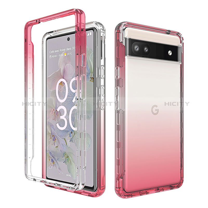 Silikon Hülle Handyhülle Ultra Dünn Flexible Schutzhülle Tasche Transparent Vorder und Rückseite 360 Grad Ganzkörper Farbverlauf für Google Pixel 6a 5G groß