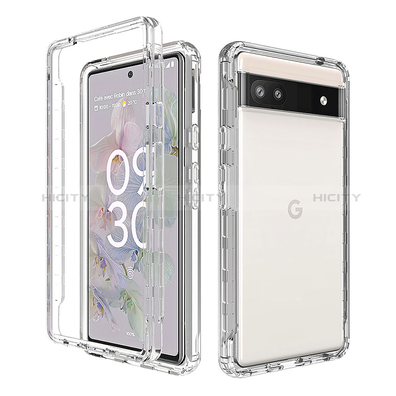 Silikon Hülle Handyhülle Ultra Dünn Flexible Schutzhülle Tasche Transparent Vorder und Rückseite 360 Grad Ganzkörper Farbverlauf für Google Pixel 6a 5G groß