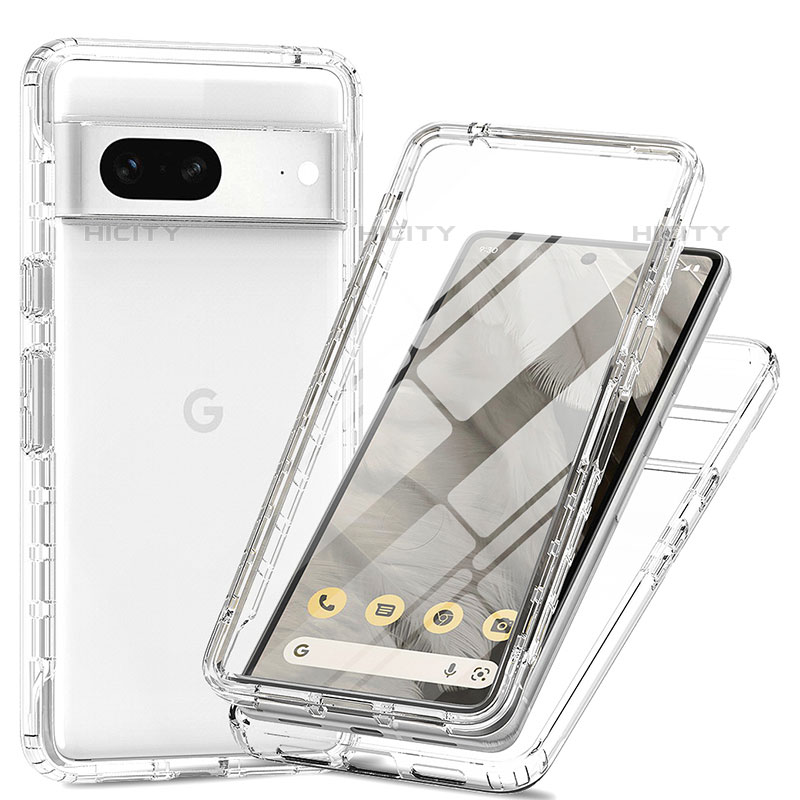 Silikon Hülle Handyhülle Ultra Dünn Flexible Schutzhülle Tasche Transparent Vorder und Rückseite 360 Grad Ganzkörper Farbverlauf für Google Pixel 7 5G groß