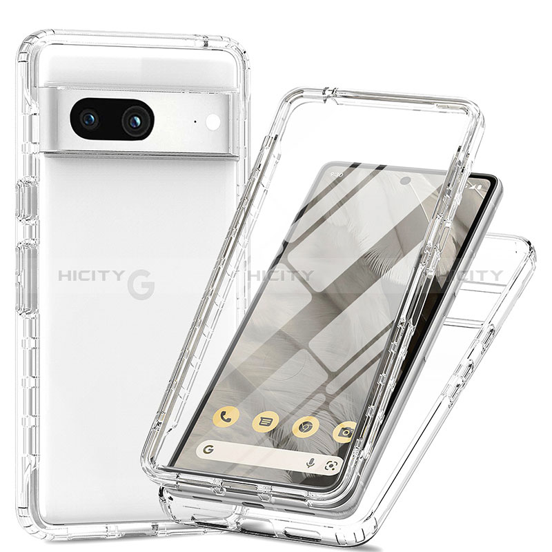 Silikon Hülle Handyhülle Ultra Dünn Flexible Schutzhülle Tasche Transparent Vorder und Rückseite 360 Grad Ganzkörper Farbverlauf für Google Pixel 7a 5G groß