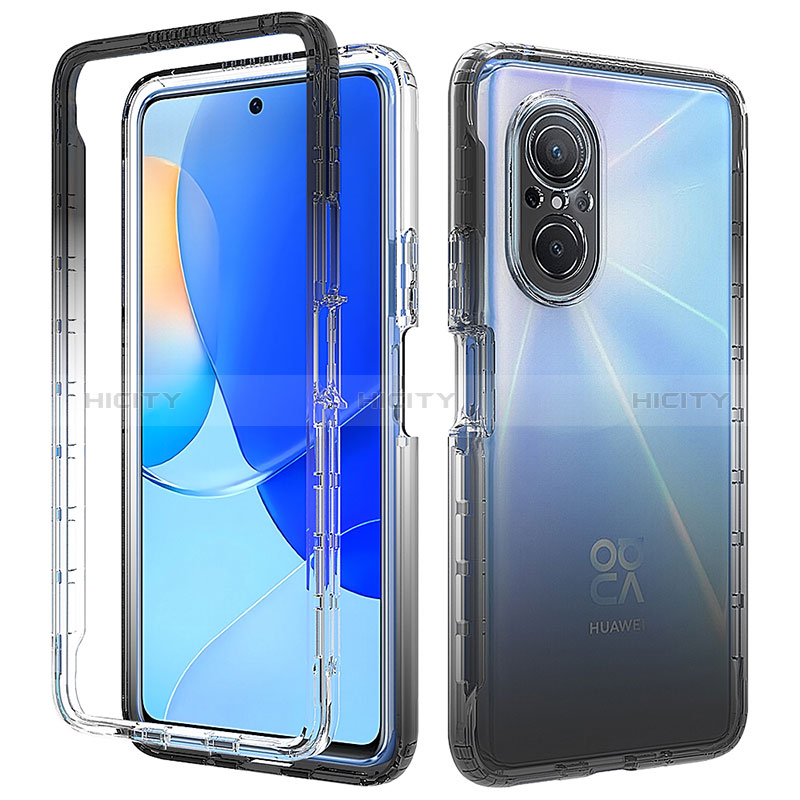 Silikon Hülle Handyhülle Ultra Dünn Flexible Schutzhülle Tasche Transparent Vorder und Rückseite 360 Grad Ganzkörper Farbverlauf für Huawei Honor 50 SE 5G Dunkelgrau