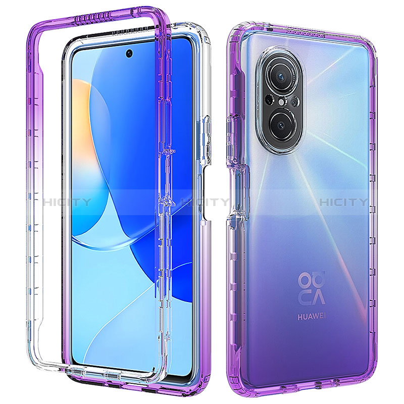 Silikon Hülle Handyhülle Ultra Dünn Flexible Schutzhülle Tasche Transparent Vorder und Rückseite 360 Grad Ganzkörper Farbverlauf für Huawei Nova 9 SE Violett