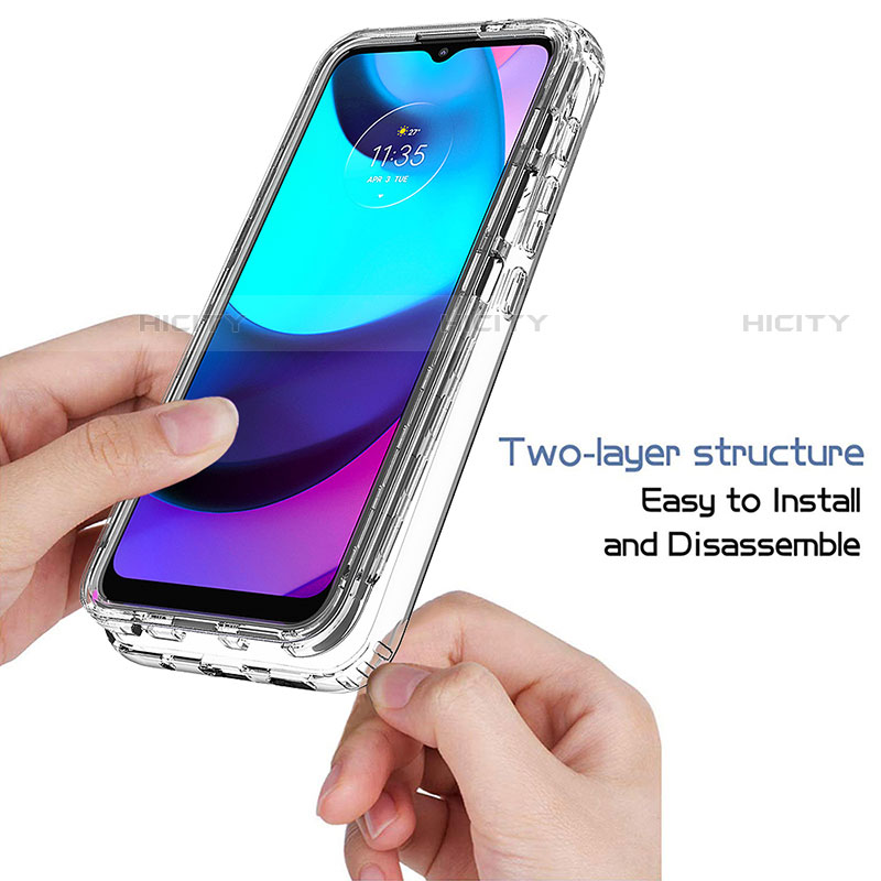 Silikon Hülle Handyhülle Ultra Dünn Flexible Schutzhülle Tasche Transparent Vorder und Rückseite 360 Grad Ganzkörper Farbverlauf für Motorola Moto E30