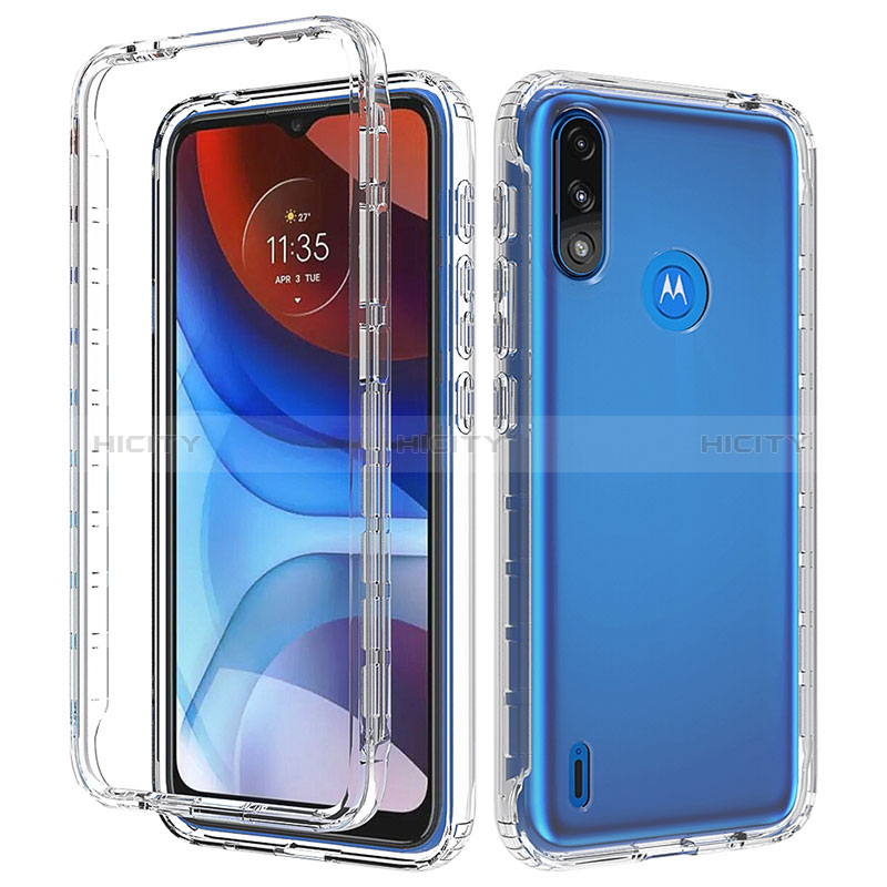 Silikon Hülle Handyhülle Ultra Dünn Flexible Schutzhülle Tasche Transparent Vorder und Rückseite 360 Grad Ganzkörper Farbverlauf für Motorola Moto E7 Power groß