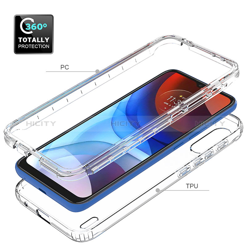 Silikon Hülle Handyhülle Ultra Dünn Flexible Schutzhülle Tasche Transparent Vorder und Rückseite 360 Grad Ganzkörper Farbverlauf für Motorola Moto E7 Power