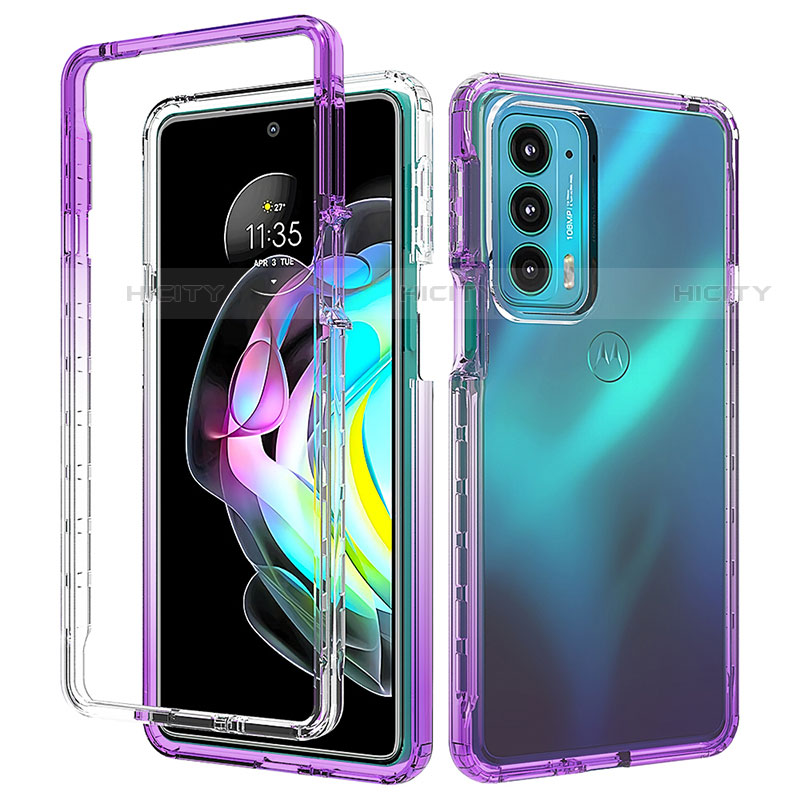 Silikon Hülle Handyhülle Ultra Dünn Flexible Schutzhülle Tasche Transparent Vorder und Rückseite 360 Grad Ganzkörper Farbverlauf für Motorola Moto Edge 20 5G