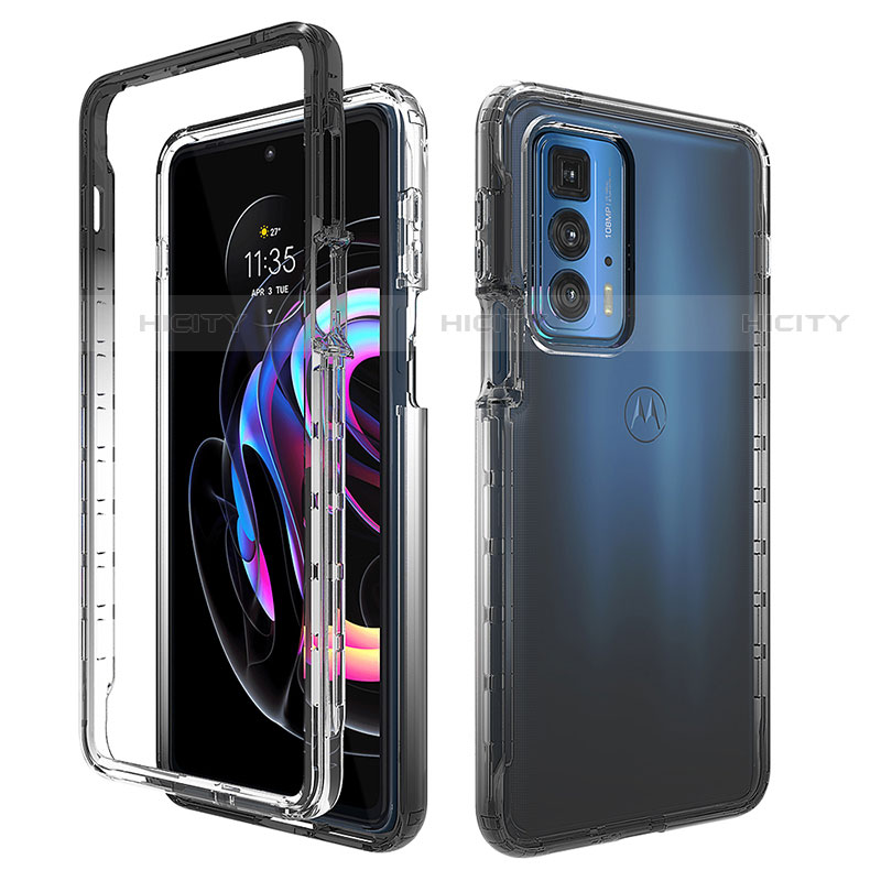 Silikon Hülle Handyhülle Ultra Dünn Flexible Schutzhülle Tasche Transparent Vorder und Rückseite 360 Grad Ganzkörper Farbverlauf für Motorola Moto Edge 20 Pro 5G